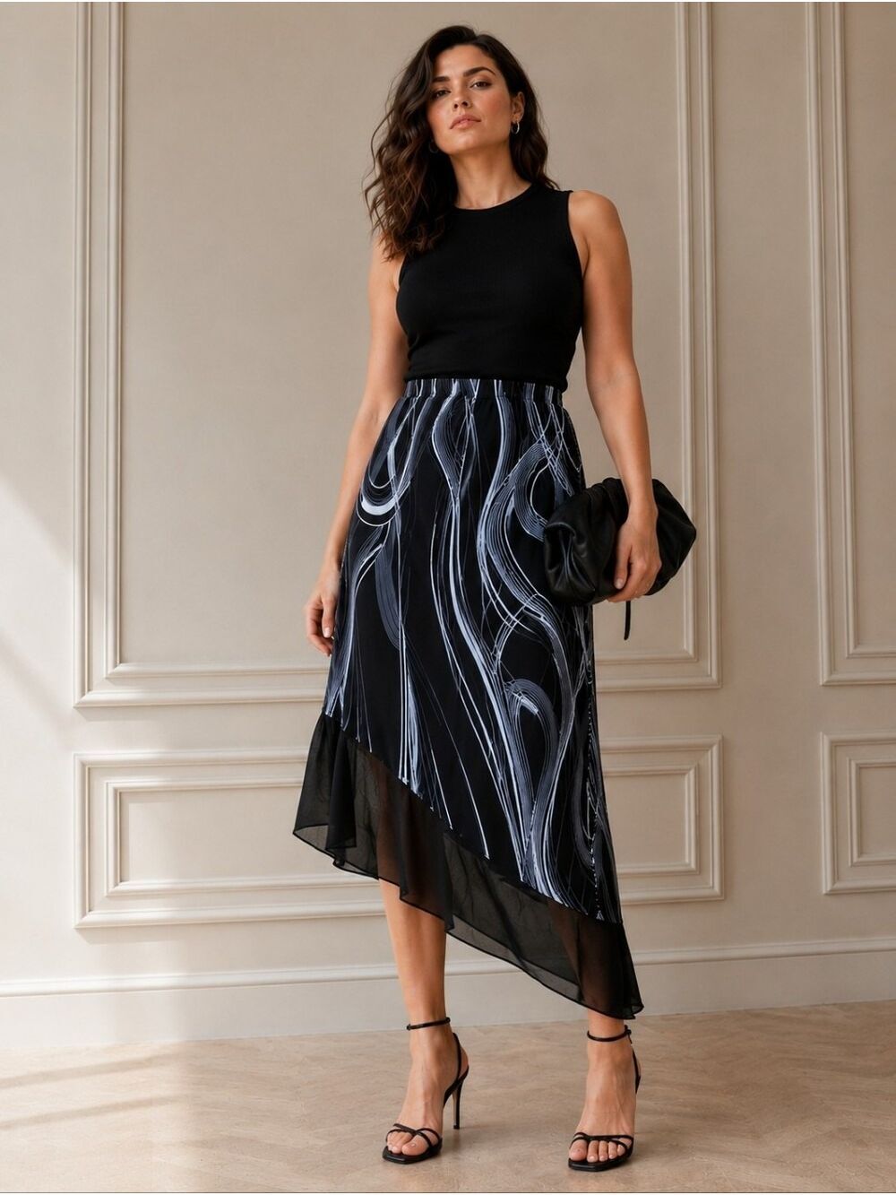 Minimalist Abstract Asymmetrical Midi Skirt Romantic Avant-Garde Art to Wear Siz